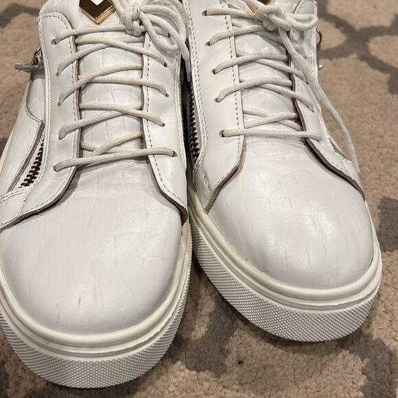 designer silvio massimo white leather sneakers size 42 9 US size all leather - Picture 10 of 11